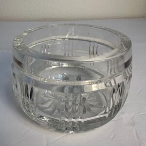 Heavy Crystal Glass Bowl Vintage Starburst Base Cut Glass Decor